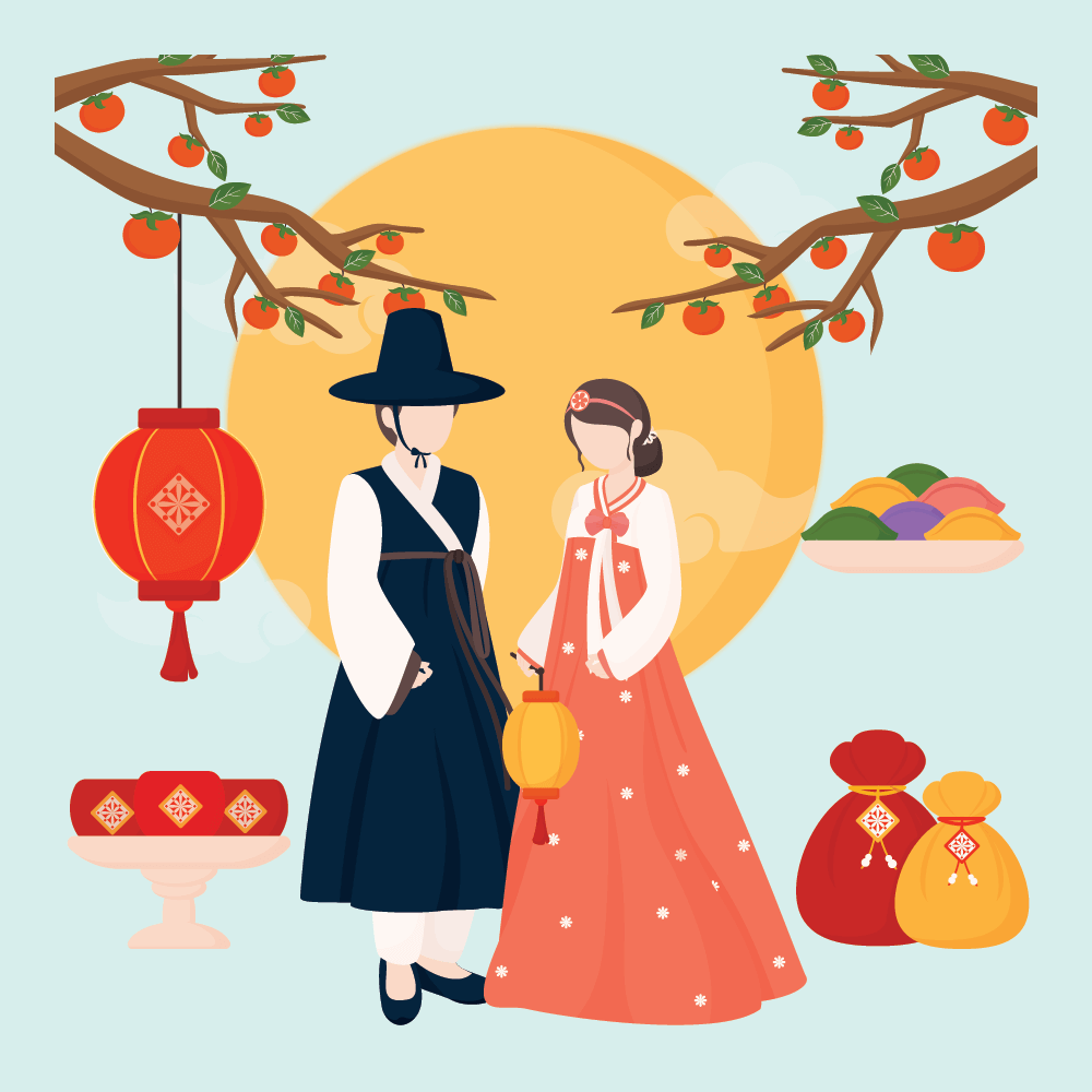 Korean mid-autumn Festival illustrations